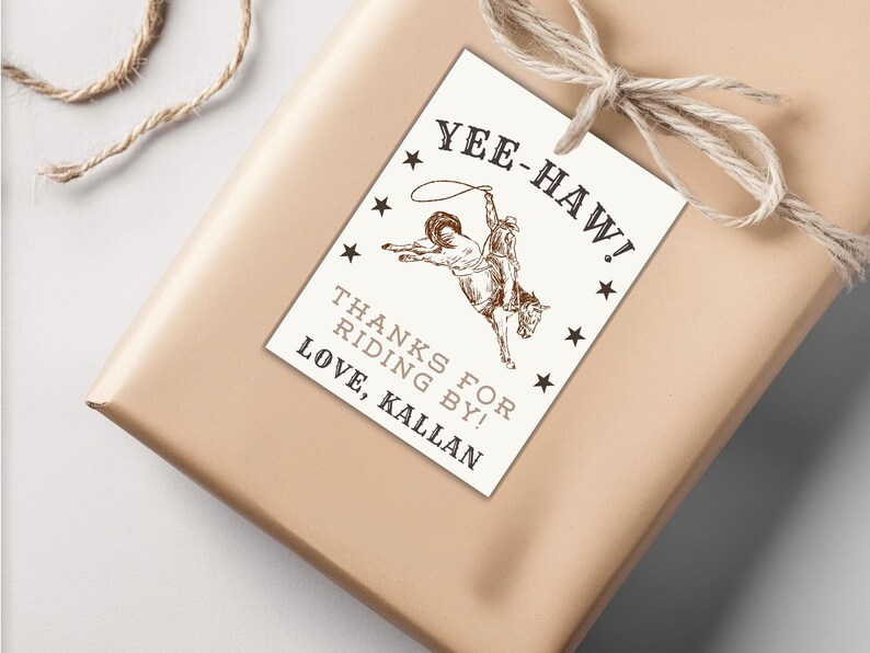 Yee Haw Thank You Tag | Editable Canva Template | Rodeo Western Theme ...