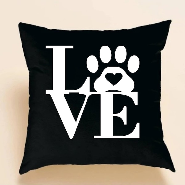 LOVE paw print pillow cover, Farmhouse pillow cover, dog pet décor, pillow cover design, Farmhouse décor,