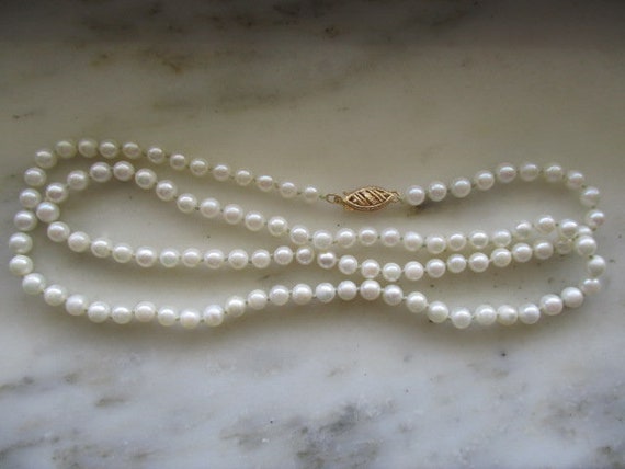 Vintage 21" Cultured Pearls Necklace and Pierced … - image 2