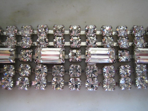 Vintage Silver Tone & Rhinestone Bracelet - image 3