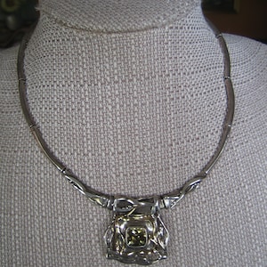 Vintage Sterling Silver & Citrine Vine Collar Necklace