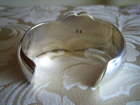 Vintage Sterling Silver Zina Heart Cuff Bracelet - image 3