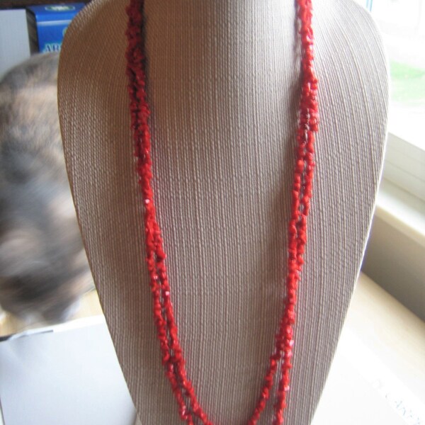 Vintage JTV Red Coral Necklace with 18 Kt Gold Over Sterling Silver Clasp