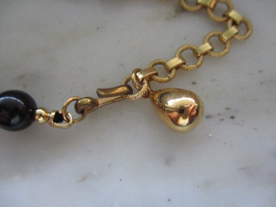 Vintage Monet Black & Gold Beaded Necklace - image 4