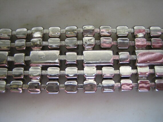 Vintage Silver Tone & Rhinestone Bracelet - image 4