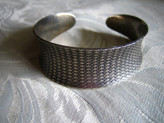 Vintge Sterling Silver Concave Cuff Bracelet - image 1