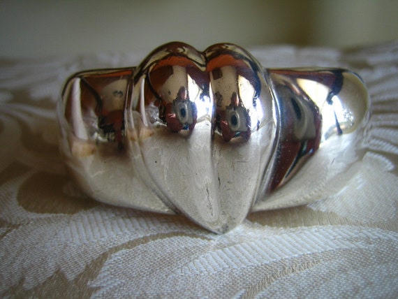 Vintage Sterling Silver Zina Heart Cuff Bracelet - image 2