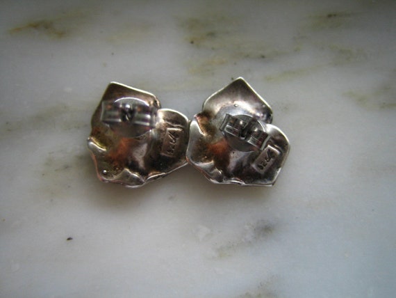 Vintage Sterling Silver Violet Pierced Earrings - image 2