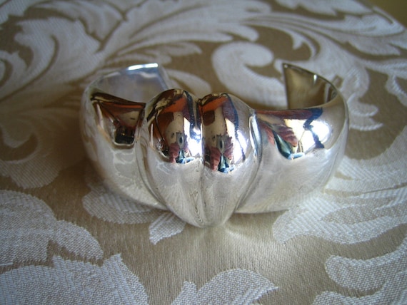 Vintage Sterling Silver Zina Heart Cuff Bracelet - image 1