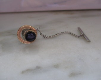 Vintage Gold Tone & Black Onyx Tie Tack