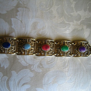 Vintage Sarah Coventry Gold Tone Faux Stones Bracelet