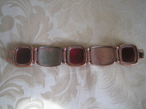 Vintage Liz Claiborne Copper Tone & Large Red Sto… - image 3