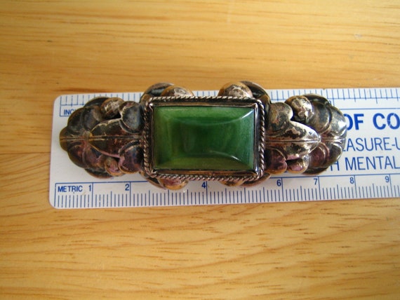 Vintage Sterling Silver & Green Turquoise Pin or … - image 5