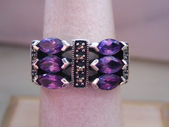 Marcasite & Enamel Vine Ring - Violet Marcasite & Enamel Vine Ring - Violet