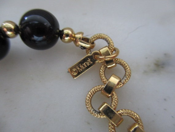 Vintage Monet Black & Gold Beaded Necklace - image 5