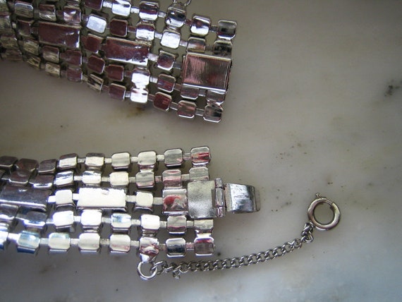 Vintage Silver Tone & Rhinestone Bracelet - image 5