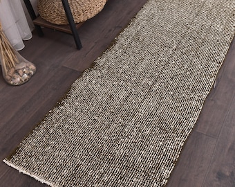 2x5 Green Flatweave Wool Rug, Handwoven Runner, Custom Size, Striped Design, Hallway Runner,