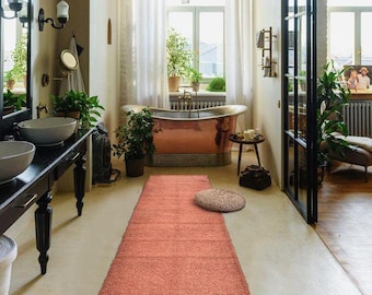 Terracotta Runner Rug - Terracotta Wool Jute Runner Rug - Handmade Wool jute Rug - 2x8 2x9 2x10 Runner Rugs - Super Soft - Rug For Stair