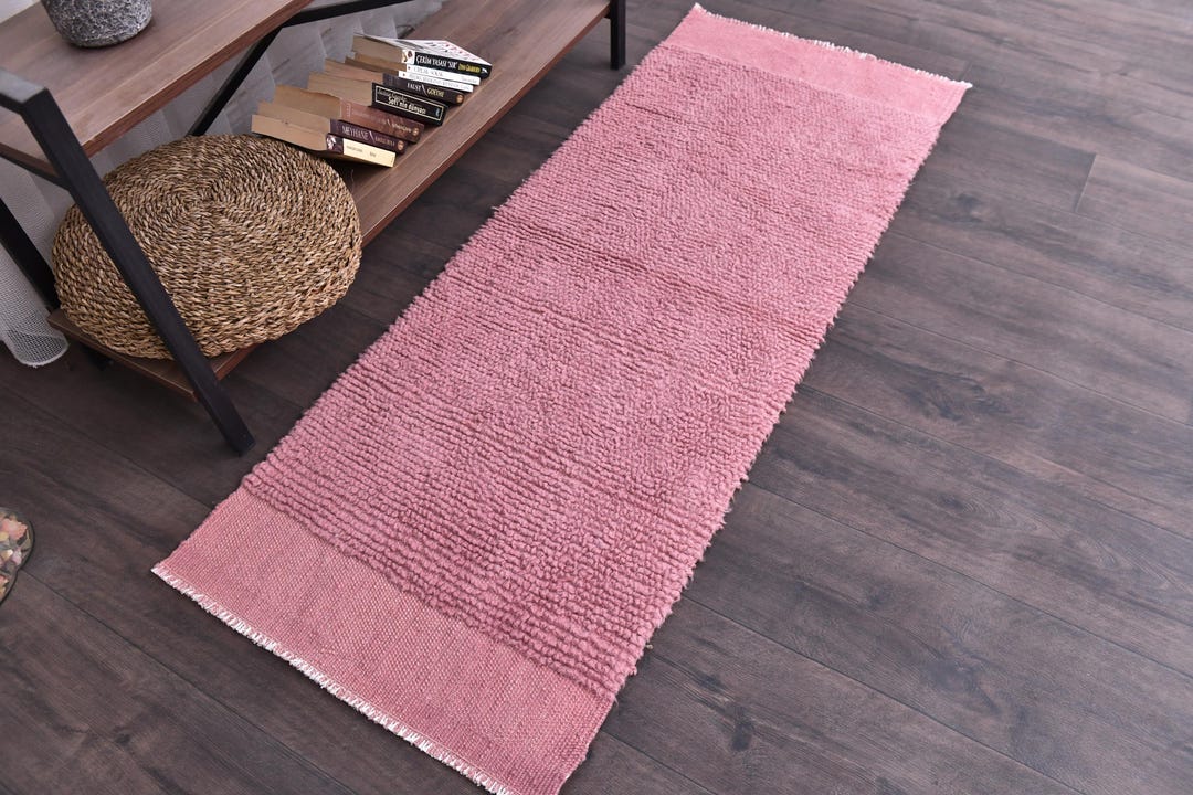 2x5 Soft Pink Textured Runner Rug, 2x5 Handwoven Loop Pile Rug, 2x5 ...