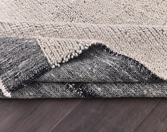 10x13 Soft Wool Black Border Area Rug, 10x13 Soft Wool Jute Kilim, Wool Handmade Jute Kilim, Black Color, Custom Size, Living Room
