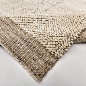 Chic Super Chunky Wool Rug - Farmhouse Style Indoor Rugs in Various Sizes - Brown Beige Carpet - Living Room Rug - Bedroom Rug - OrganicRug