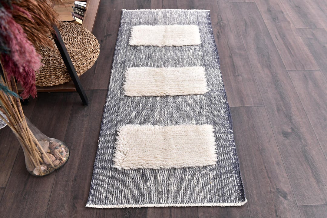 2x4 Blue Soft Kilim Rug, 2x4 Accent Rug, Wool Jute Naturel Rug, 2x4 ...