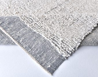 Chic Super Chunky Wool and Jute Rug - Bohemian Style Indoor Rugs in Various Sizes - Gray Silver White Carpet - Soft Handmade Custum Size Rug