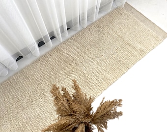 Off White Jute Runner Rug, Chunky White Runner Rug, Handmade Wool Rug, 2x8 2x9 2x10 Runner Rugs, Mid Century Modern, Hallway Custom Rug