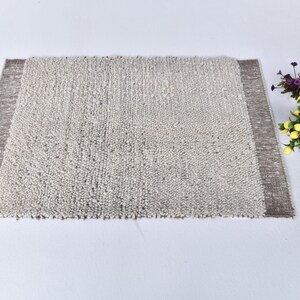 Alfombra Kilim de lana natural suave de 2x4, hecha a mano, lavable, marrón, para regalo, moderna alfombra Kilim con pompones para el hogar, alfombra turca de 2x4