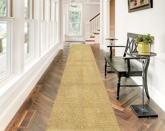Wool Jute Kilim Runner Rug - Mustard Wool Jute Runner Rug - Hadmade Wool Jute Kilim - 2x10 2x12 2x14 Runner Rugs - Mustard Runner Rug