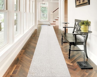 Turkish Vintage Runner Rug - Modern Style Soft Pastel Neutral Runners, Boho Chic Home Decor, Mid Century Modern Rugs, Rug For Stair Hallway
