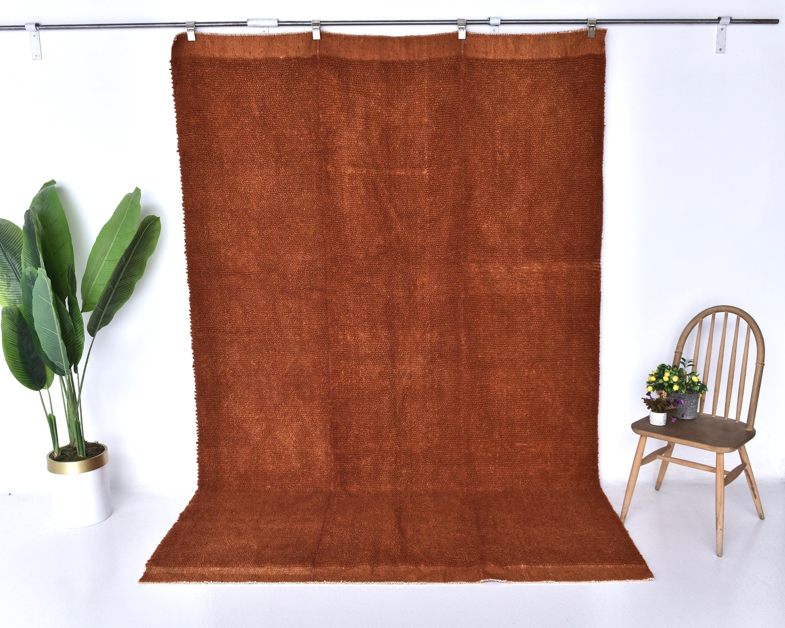 Moroccan Rug Terracotta, Berber Rug, Custom Moroccan Rug, Beni Ourain Rug, Handmade Wool Rug, Wool Rug, Solid Terracotta Rug, Custom Made