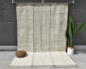 8x10 Brown & Beige Turkish Modern Soft Wool Rug, 8x10 Bohemian Wool Rug, 8x10 Moraccan Area Wool Rug, Brown Washabel Wool Rugs With White.