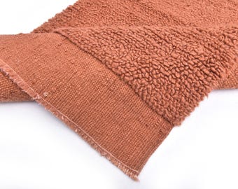 Handwoven Solid Wool Runner Rug - 100% Wool Terracotta Hallway Carpet, Durable and Soft Boho Style Rug