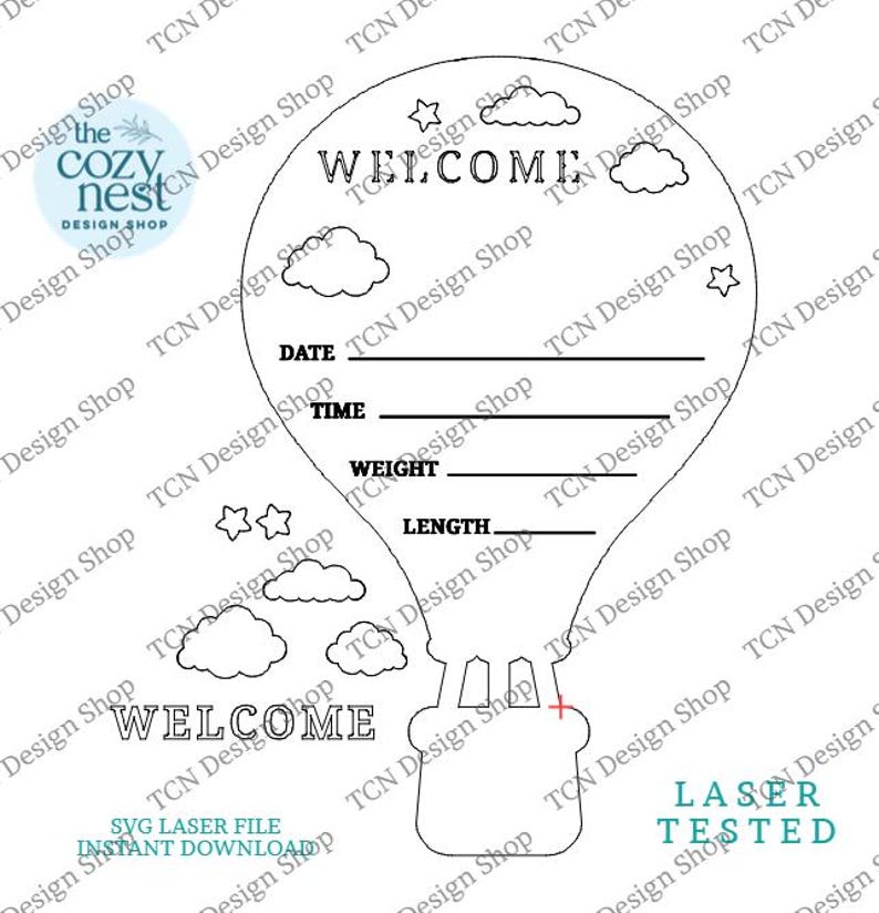 Hot Air Balloon Birth Announcement SVG: Laser Cut File (SVG,DXF ...