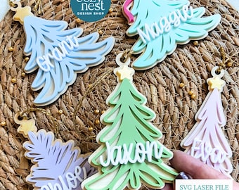 Weihnachtsbaumschmuck Bundle: Weihnachten Laser Cut Datei (SVG, DXF, digitaler Download)