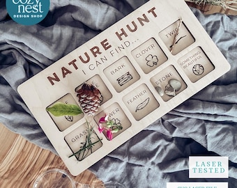 Nature Scavenger Hunt Board SVG: Educational Toy Laser Cut File (SVG,DXF, Digital Download)