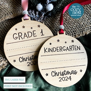 Decorazione natalizia per l'anno scolastico: file tagliato al laser SVG, DXF (download digitale)