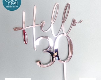 30th Birthday Cake Topper SVG: Laser Cut File (SVG,DXF, Digital Download)