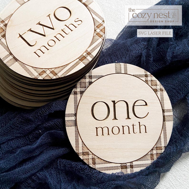 Plaid SVG Bundle Laser Cut Files Heirloom Baby Milestone Glowforge ...