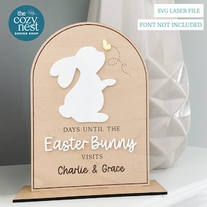 Easter Bunny Countdown Board SVG - lasergesneden bestand (digitale download)