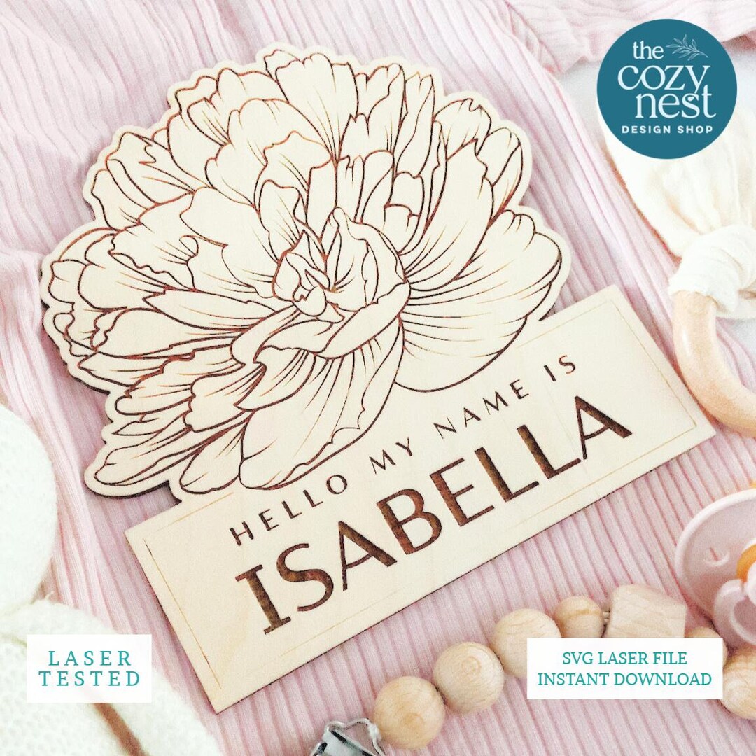 Floral Baby Name Announcement SVG: Laser Cut File (SVG,DXF, Digital ...