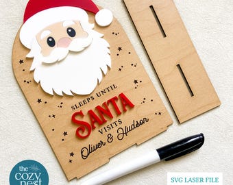 Adorable Santa Christmas Countdown Board: Christmas Laser Cut File (SVG,DXF, Digital Download)