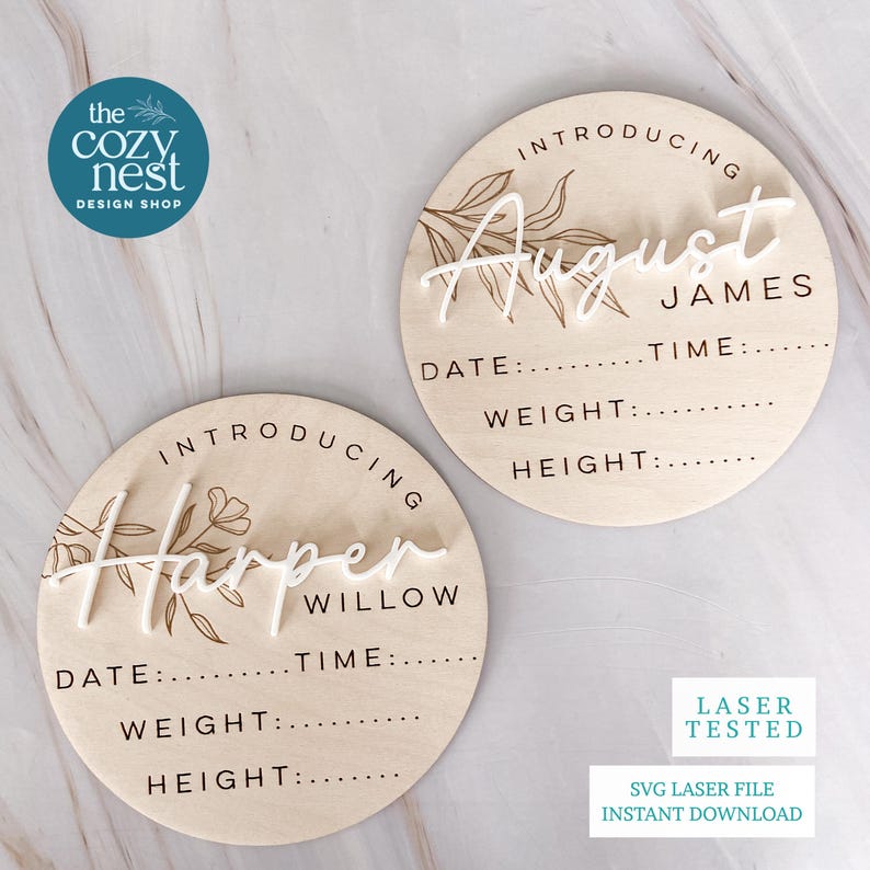 Bestselling SVG Bundle Laser Cut Files Baby Name Birth Announcement ...