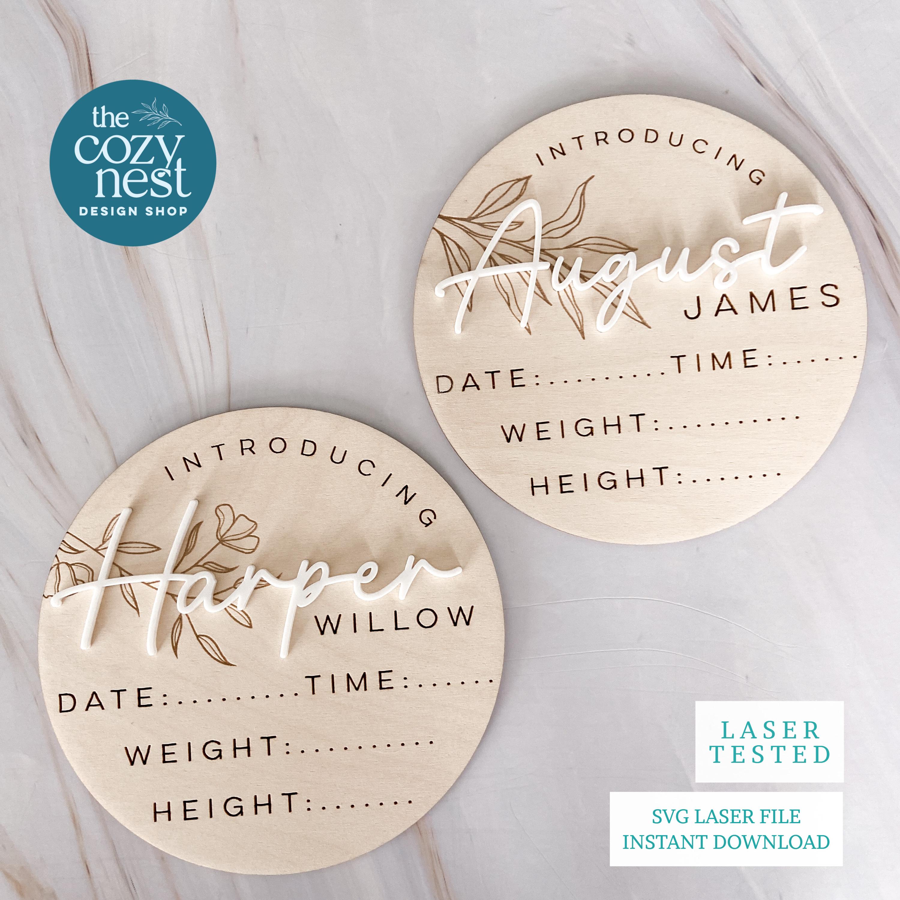 Bestselling SVG Bundle Laser Cut Files Baby Name Birth Announcement ...