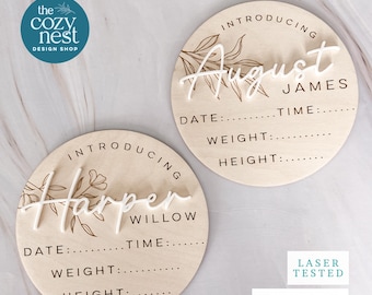 Baby Name Announcement SVG: Laser Cut File (SVG,DXF, Digital Download ...