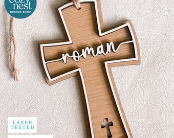 Christian Cross Gift SVG: Catholic Laser Cut File (SVG,DXF, Digital Download)