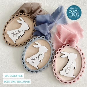 Easter Bunny Spring Gift Tag SVG: Laser Cut File SVG, DXF (Digital Download)