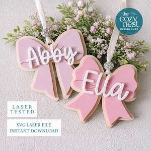 Easter Ribbon Bow Gift Tag Ornament SVG: Laser Cut File SVG DXF (Digital Download)