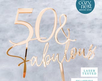 50歳の誕生日ケーキトッパー SVG: レーザーカットファイル（デジタルダウンロード）